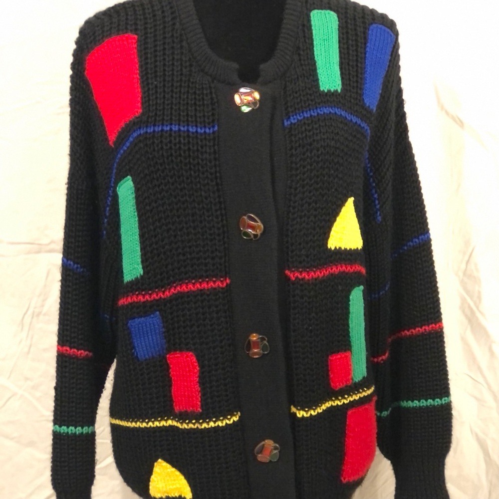 Vintage Colorful Button Up Cardigan Sweater